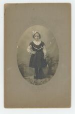 Antique Circa 1900s 4.13X6.38  Cabinet Card Beautiful Little Girl Bow Olean, NY picture