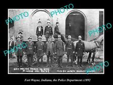 OLD LARGE HISTORIC PHOTO OF FORT WAYNE INDIANA THE POLICE DEPARTMENT c1892 picture