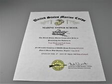 US Marine Corps SNIPER Course School Diploma Replacement Certificate picture