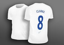 Allan Clarke Hand Signed White No 8 Player T-shirt. Leeds Fc Football Legend. picture