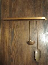 Antique Solid Copper Ladle Spoon Wall Hanging Rack Vintage Hand Made Rustic picture