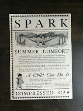 Vintage 1901 Spark Compressed Gas Soda Water Full Page Original Ad picture