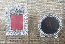 2 Victorian Mini Picture Frames Pewter Miniature Photo Ornate Nordstrom New Box picture