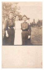 Vintage Real Photo Post Card Family photo three women victorian dresses 1910s UP picture
