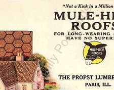 Vintage Paris, IL. Advertising Ink Blotter Mule Hide Roofs Propst Lumber Co. picture