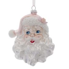 Santa Claus Christmas Pink Silver Vintage Inspired Glass Ornament 6