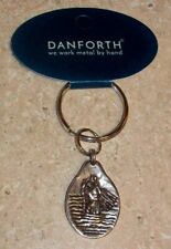 NEW Danforth St Christopher Pewter Medal Key Ring Patron Saint of Travelers  picture