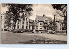 Westfield Massachusetts MA Noble General Hospital Cars Collotype Postcard c.1940 picture
