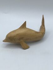 Vintage Handmade Craved Wooden Dolphin Statue Figurine 3 1/2