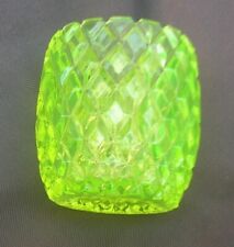 Vaseline Vintage EAPG uranium glass diamond cut glass tumbler tooth pick holder picture