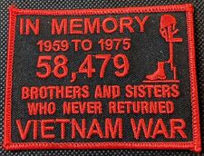 In Memory 58,479 Vietnam Brothers Red Embroidered Biker Patch picture