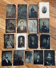 Antique Tintype Photo Lot of 17 Women, Men, Children, Family, Tinted picture