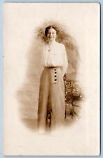 1910's RPPC WOMAN PAULIN PHOTOGRAPHER 219 N ILLINOS ST (ELMHURST?) POSTCARD picture