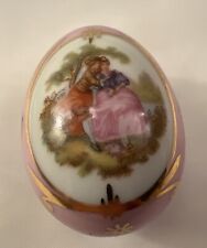 Vintage LIMOGES France Porcelain Hand painted Pink/Gold SIGNED Egg Trinket Box picture
