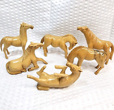 Vintage Carved Wood Horse Figurine Folk Art Set Of 6 picture