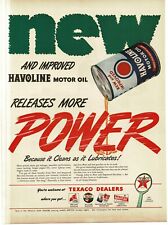 1946 Texaco Havoline Motor Oil  New Improved More Power Vintage Print Ad picture