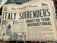 1943 ITALY SURRENDERS Hitler Eisenhower War Bond Cleveland Press Newspaper 26 Pg picture