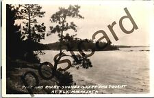 1935 Pine & Rocky Shores Greet the Tourist at ELY, MN RPPC postcard jj046 picture