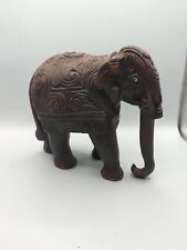 Vintage Hand Carved Elephant Wooden Sculpture Figurine Statue (no tusks) 7” picture