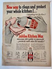 1954 Johnson's Jubilee Kitchen Wax To Clean and  Protect For Woodwork Print Ad  picture