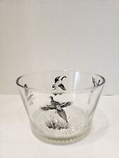 Vintage MCM Richard Bishop Glass Ice Bucket Ring Neck Pheasant, Goose, Ducks picture