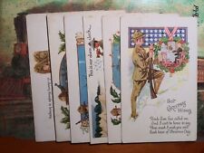 Postcard World War I US Soldier with Rifle Sends Joyous Christmas, set of 6 picture