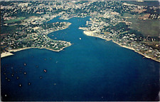 Vintage 1950's Aerial View Hyannis Port Cape Cod MA Postcard Fishing Boats picture