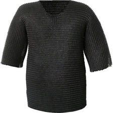 9mm Short Sleeve Medieval Butted Black Chainmail Shirt Armour Large Size  picture