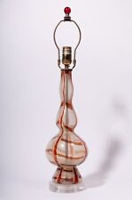Vintage Hand Blown Glass Table Lamp Glass Finial Lucite Base Curvy No Shade/Bulb picture