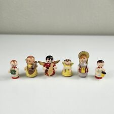 6 Erzgebirge Style Miniature Wood Angels Music Choir Handmade Made in Italy picture