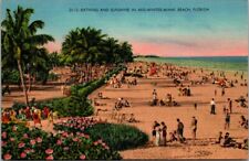 Miami Beach Florida FL Bathing and Sunshine in Mid Winter Postcard Unposted picture