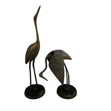 vtg MCM solid brass Herons Cranes shore birds 60s curius poses picture