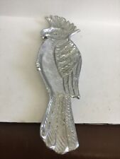 Very Attractive Parrot Silvery Metal Tray / Bowl,14” L  W 4 Very Heavy. picture