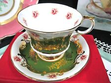 PARAGON tea cup and saucer K Pembroke green and pink rose with gold gilt teacup  picture