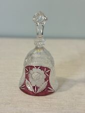 Large Vintage Indiana Glass Diamond Point Bell With Cranberry Red Accents picture