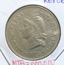 1973 Dominican Republic 1/2  Half Peso Coin-30.5MM-KM#21a.2-MINTAGE.=600,000 picture