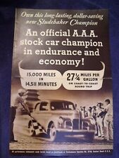 Original 1939 Studebaker Champion ~ Official A.A.A. Stock Car Champ ~ 10.25x15.5 picture