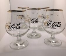 Set Of 5 Vintage German Trink Coca-Cola Gold Rim Bar Glasses .31 Koffeinhaltige picture