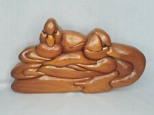 Vintage Carved Wooden Duck Plaque 3D Wooden Quilted Wall Art picture