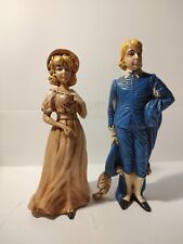Vintage Ceramic Blue Boy And Pink Lady Circa 1970s Handpainted Figurines Kitschy picture
