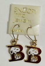 ✨ VTG 1970's Aviva Snoopy Initial Jewelry Cloisonné Alphabet Earrings Letter B ✨ picture