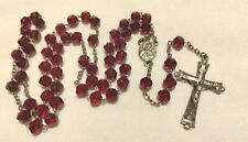 Antique Ruby Red 1940s Rock Crystal Rosary Beautiful Color  picture