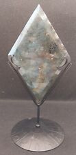 Blue Green Multicolor Flash Lightening Diamond Shaped Labradorite with Stand picture
