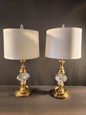 Baccarat Crystal Lamps Set of 2 Handblown Crystal & Brass - Mint Condition picture