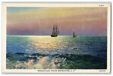 c1940's Greetings From Bayshore Long Island New York NY Unposted Yacht Postcard picture