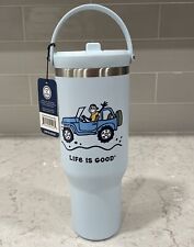 “JEEP” Life Is Good Hot Cold 44oz Nomad Steel Travel Tumbler Powder Blue NEW picture