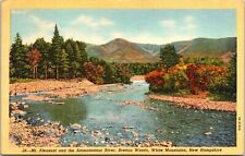 White Mountains NH Bretton Woods Ammonoosuc River Mountt Pleasant Linen Postcard picture