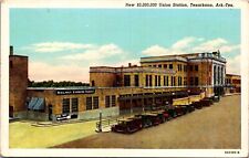 Linen Postcard Union Railroad Train Station Depot in Texarkana, Arkansas-Texas picture