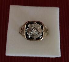 New Price 14k White & Yellow Gold Mason Past Master Ring w/Diamond Size 11 3/4 picture