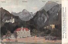 HOTEL UND PENSION SCHWANSEE HOHENSWCHWANGAU SWITZERLAND TO USA POSTCARD 1911 picture